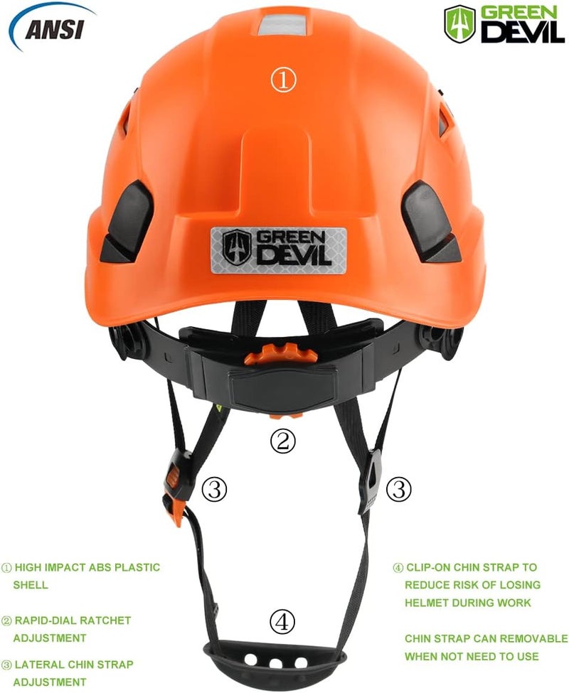 GREEN DEVIL Safety Helmet Hard Hat Adjustable Lightweight Vented ABS Work Helmet 6-Point Suspension ANSI Z89.1 Approved Ideal for Industrial & Construction - Image 4